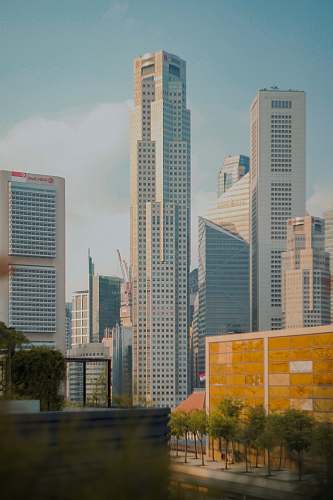 city urban city buildings under a calm blue sky urban