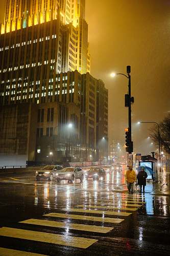 urban vehicles on road at night city