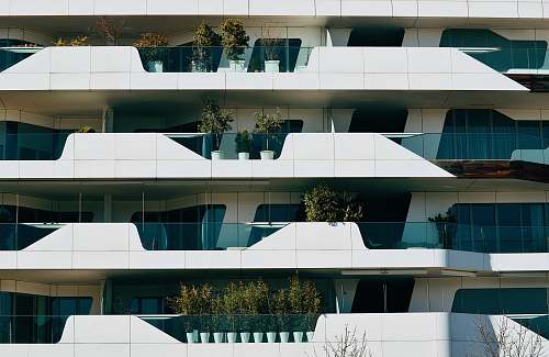 city White and blue-colored four stories building high rise