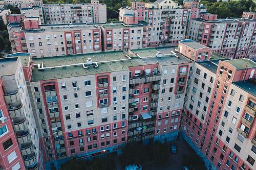 city white and pink building high rise