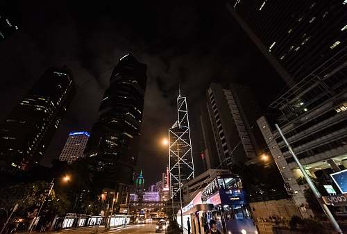city worm view photo of city building during nighttime metropolis