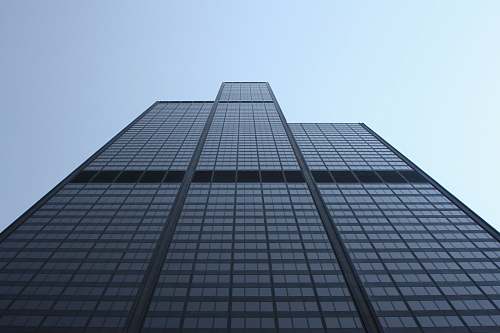 architecture worms view of glass building skyscraper