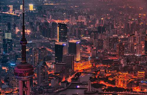 urban aerial photo of city buildings town