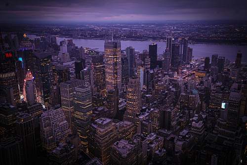 building aerial photo of New York City during night downtown