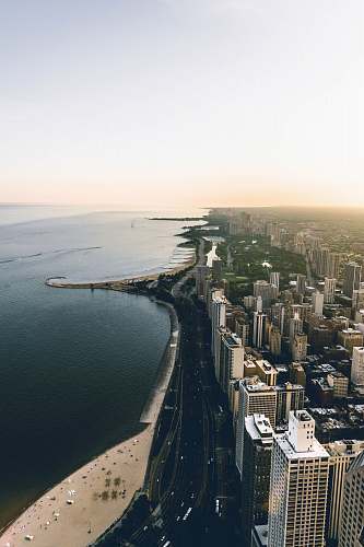 outdoors aerial photography of city beside body of water chicago