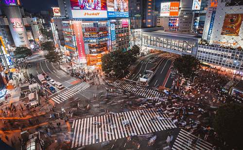road aerial photography of city pedestrian