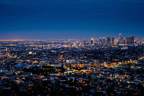 downtown aerial photography of cityscape at night urban