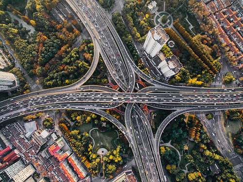 road aerial photography of concrete roads intersection