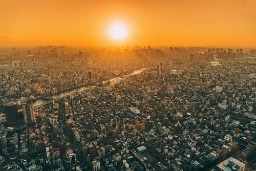 japan aerial view of city during golden hour tokyo