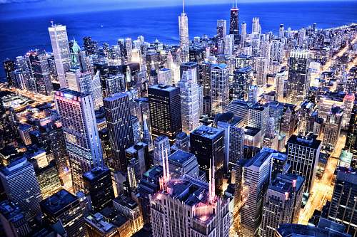 landscape aerial view of cityscape at night nature
