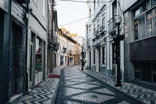 town alley between buildings street