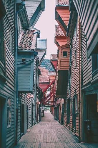 road assorted-color houses between empty alley screenshot town