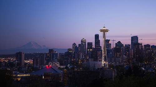 seattle city buildings during night time night