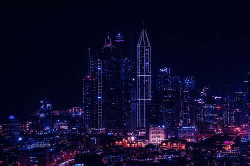 town city during night building