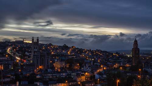 outdoors city skyline during night time landscape