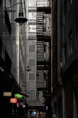 town close-up photography of high-rise building road