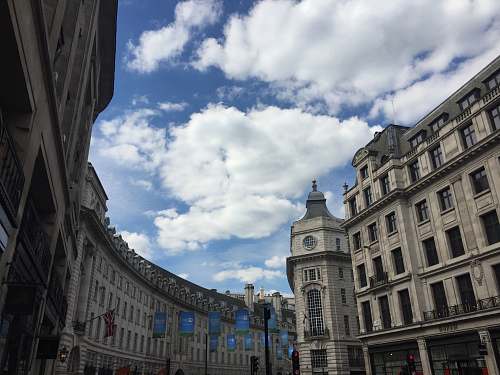 building clouds over buildings downtown
