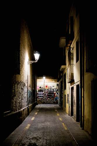 building empty alley at night road