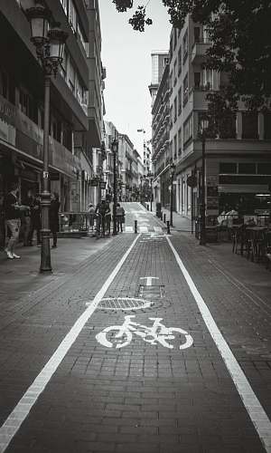 building empty street black-and-white
