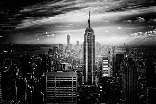 black-and-white greyscale photo of Chrysler building, New York new york