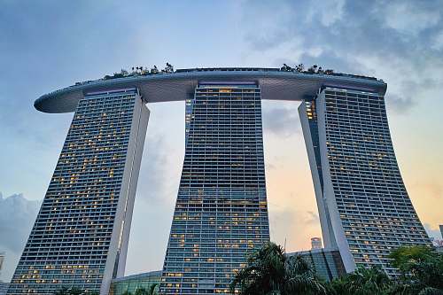 building low angle view of Marina Bay Sands at Singapore high rise