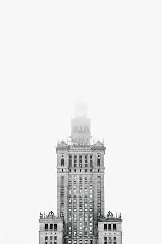 building Palace of Culture and Science building black-and-white