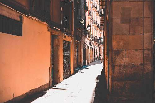 street pathway between buildings building