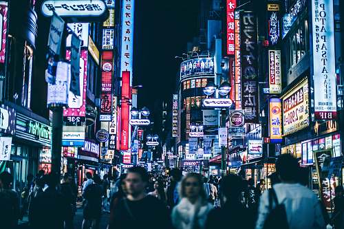 urban people gathered on street japan