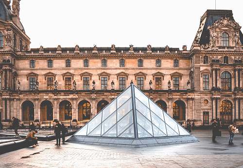 architecture people in Louvre Museum in Paris during daytime urban