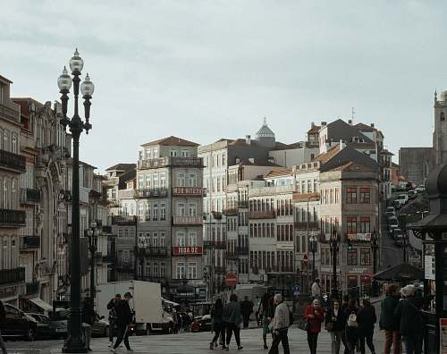 human people near buildings pedestrian