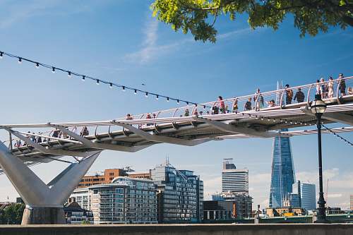urban photo of people walking on bridge london