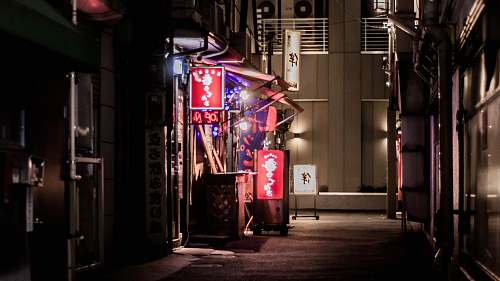 urban red lightened signage street