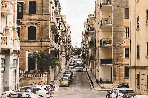 building vehicles parked on roadside road