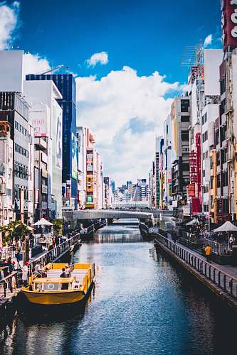 canal water between concrete buildings during daytime photo japan