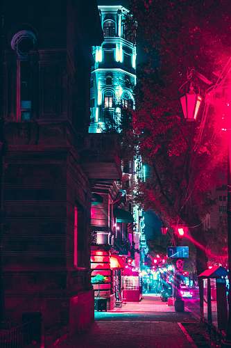 urban white and brown building photograph during nighttime town
