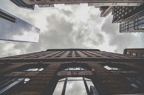 building worm's eye view of building grey