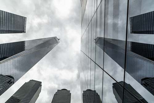 building worm's-eye view of tower buildings office building