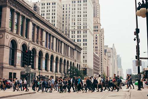 pedestrian people crossing on road during daytime person
