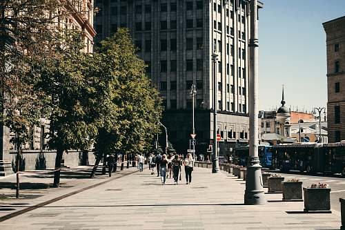 pedestrian people walking on sidewalk at daytime person