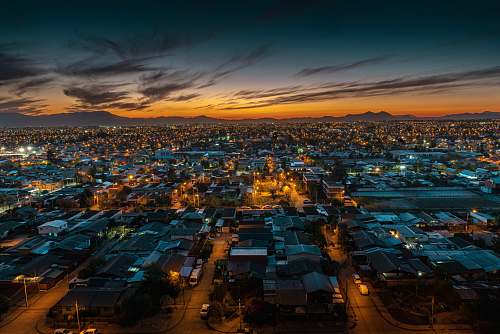 nature aerial photography of houses and buildings during night time outdoors