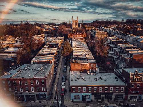 nature aerial view of brown concrete buildings outdoors