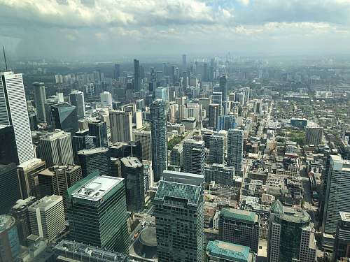 outdoors gray, green, and black high buildings at daytime scenery