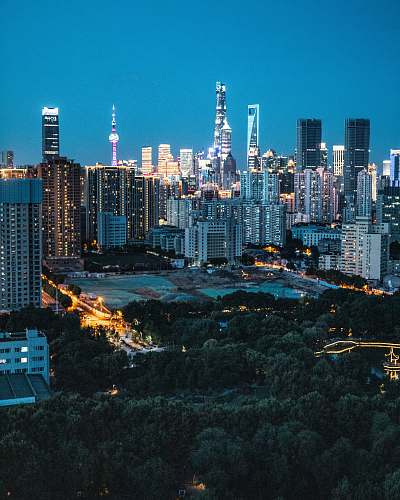 city city with high-rise buildings during nighttime building