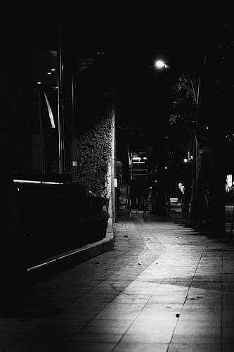 street grayscale photography of sidewalk black-and-white