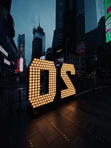 urban yellow number 20 LED lights metropolis