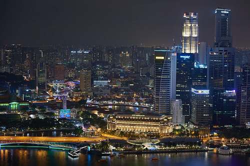 building aerial photography of urban city at night city