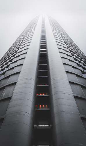 architecture worm's eye view of high-rise building skyscraper