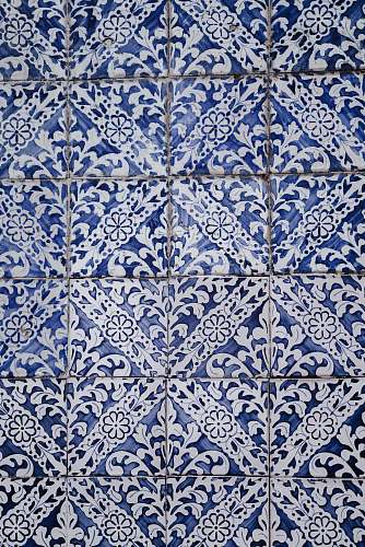 tile white and blue floral tiles rug
