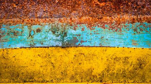 rust brown, blue, and yellow abstract painting netherlands