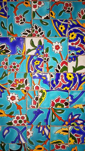 iran multicolored floral tiles pattern
